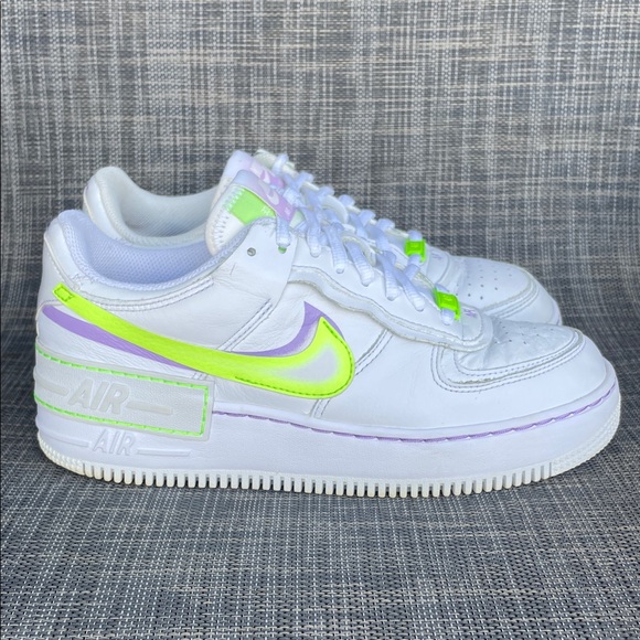 Nike Women's Air Force 1 Shadow 'White Electric Green' Sneakers Shoes size 8 - Picture 2 of 13
